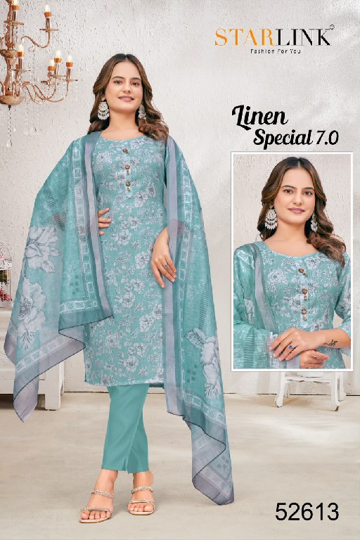 STARLINK LINEN SPECIAL VOL 7 WHOLESALE READYMADE LINEN WITH WORK CLASSY LOOK 3 PCS COMBO SET SUITS EXPORTER