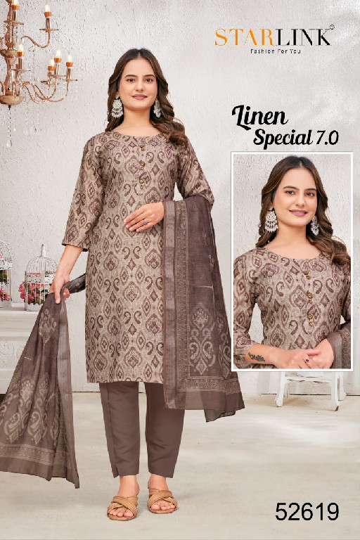 STARLINK LINEN SPECIAL VOL 7 WHOLESALE READYMADE LINEN WITH WORK CLASSY LOOK 3 PCS COMBO SET SUITS EXPORTER