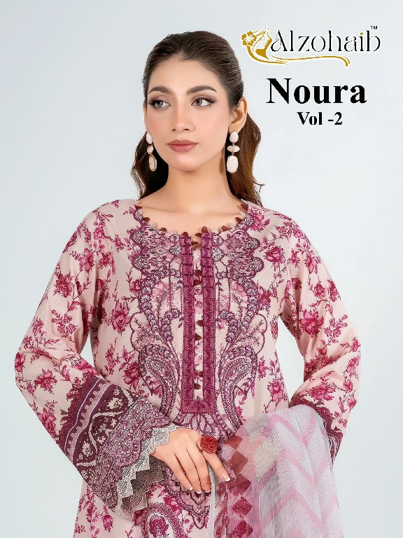 ALZOHAIB NOURA VOL 2 WHOLESALE PURE COTTON PAKISTANI CONCEPT UNSTITCH SALWAR SUITS EXPORTER
