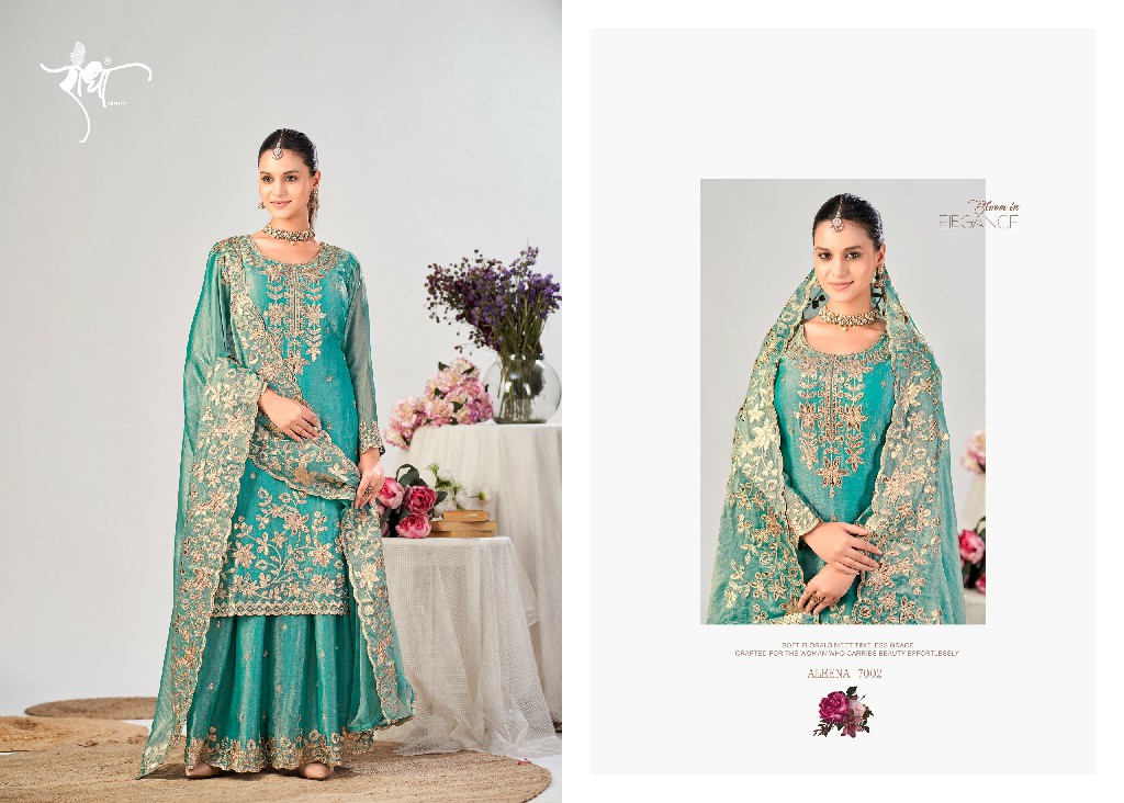 RADHA TRENDZ ALEENA WHOLESALE READYMADE HEAVY FENDY SILK OCCASION WEAR 3 PCS SUITS FOR EXPORT