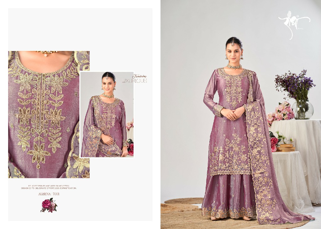 RADHA TRENDZ ALEENA WHOLESALE READYMADE HEAVY FENDY SILK OCCASION WEAR 3 PCS SUITS FOR EXPORT