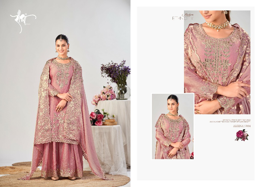 RADHA TRENDZ ALEENA WHOLESALE READYMADE HEAVY FENDY SILK OCCASION WEAR 3 PCS SUITS FOR EXPORT