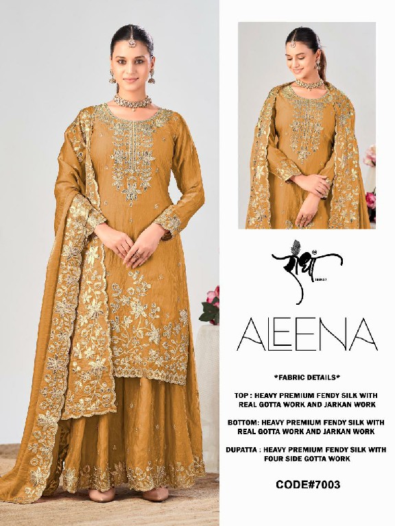 RADHA TRENDZ ALEENA WHOLESALE READYMADE HEAVY FENDY SILK OCCASION WEAR 3 PCS SUITS FOR EXPORT