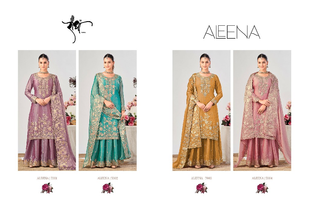 RADHA TRENDZ ALEENA WHOLESALE READYMADE HEAVY FENDY SILK OCCASION WEAR 3 PCS SUITS FOR EXPORT