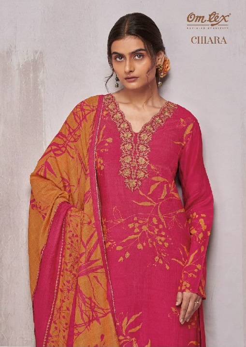 OMTEX CHIARA WHOLESALE RADIANT SILK WITH WORK ELEGANT UNSTITCH SALWAR SUITS EXPORTER