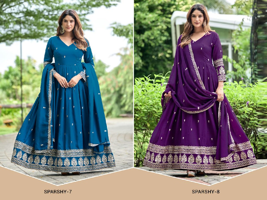TWISHA SPARSHY 7-8 WHOLESALE READYMADE ART SILK DESIGNER FESTIVE WEAR GOWN WITH DUPATTA FOR WOMEN ONLINE