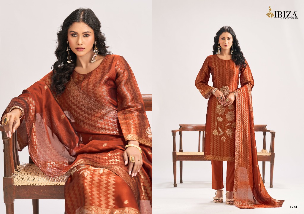 IBIZA MAHRA WHOLESALE PURE BANGLORY SILK JACQUARD FESTIVE LOOK UNSTITCH SALWAR SUITS SUPPLIER