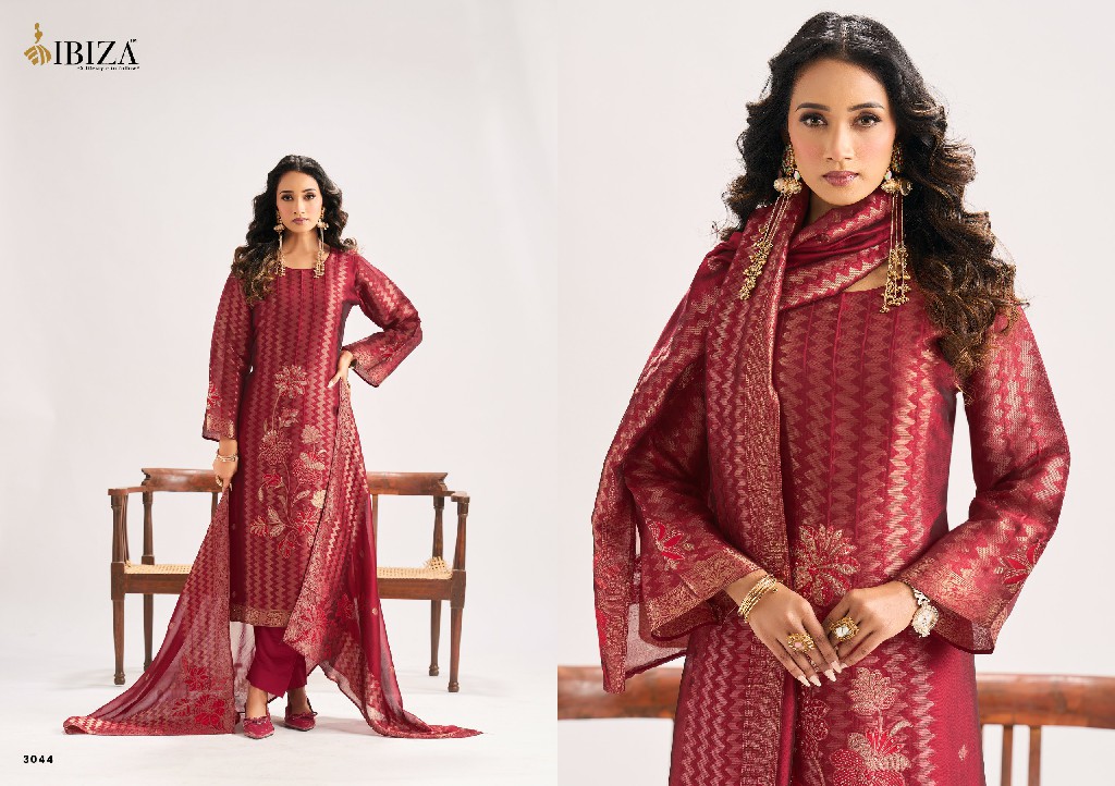 IBIZA MAHRA WHOLESALE PURE BANGLORY SILK JACQUARD FESTIVE LOOK UNSTITCH SALWAR SUITS SUPPLIER