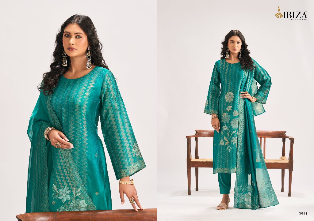 IBIZA MAHRA WHOLESALE PURE BANGLORY SILK JACQUARD FESTIVE LOOK UNSTITCH SALWAR SUITS SUPPLIER