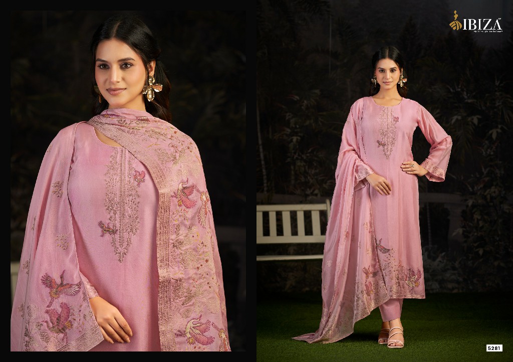 IBIZA ISHARA WHOLESALE PURE BANGLORY SILK JACQUARD WITH HAND WORK UNSTITCH SALWAR SUITS EXPORTER