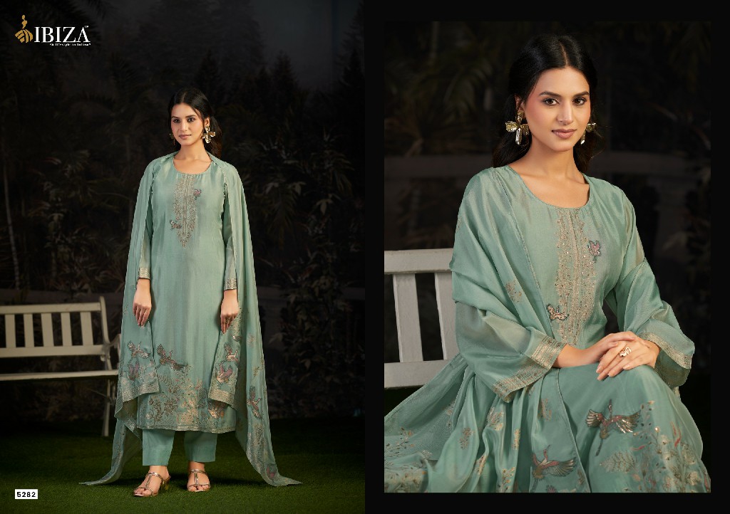 IBIZA ISHARA WHOLESALE PURE BANGLORY SILK JACQUARD WITH HAND WORK UNSTITCH SALWAR SUITS EXPORTER
