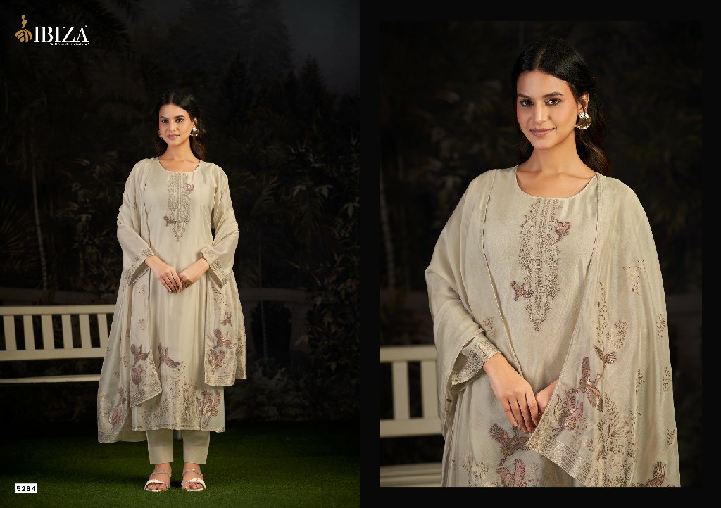 IBIZA ISHARA WHOLESALE PURE BANGLORY SILK JACQUARD WITH HAND WORK UNSTITCH SALWAR SUITS EXPORTER