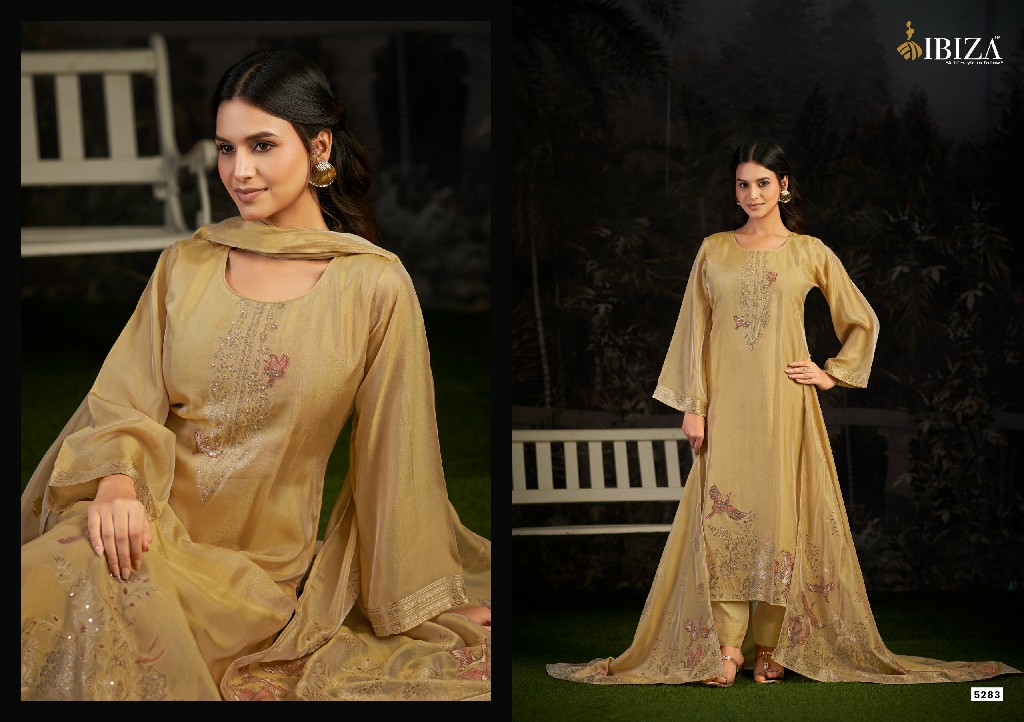 IBIZA ISHARA WHOLESALE PURE BANGLORY SILK JACQUARD WITH HAND WORK UNSTITCH SALWAR SUITS EXPORTER