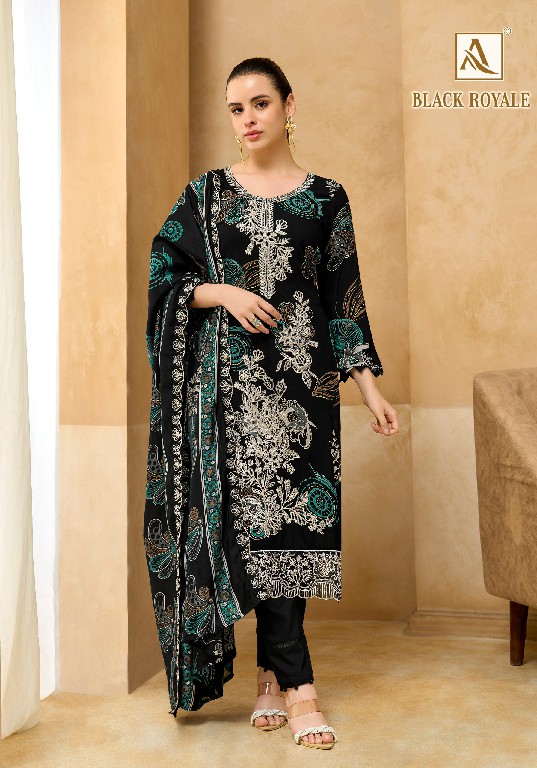 ALOK SUIT BLACK ROYALE WHOLESALE VISCOSE RAYON WITH FANCY WORK UNSTITCH SALWAR SUITS EXPORTER