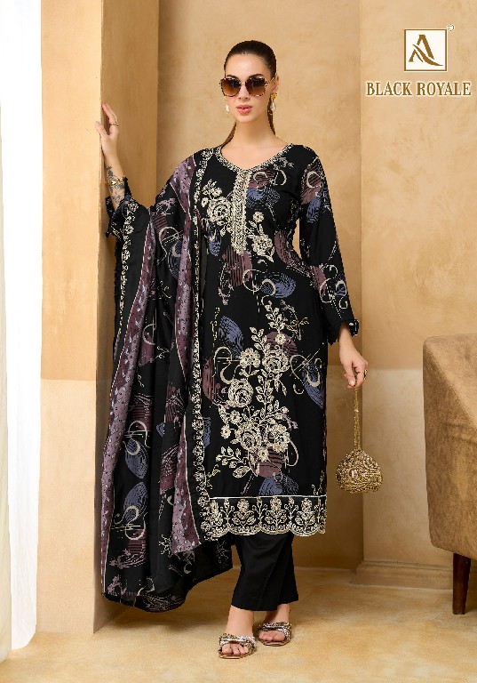 ALOK SUIT BLACK ROYALE WHOLESALE VISCOSE RAYON WITH FANCY WORK UNSTITCH SALWAR SUITS EXPORTER