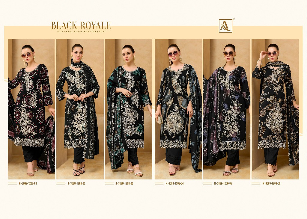 ALOK SUIT BLACK ROYALE WHOLESALE VISCOSE RAYON WITH FANCY WORK UNSTITCH SALWAR SUITS EXPORTER