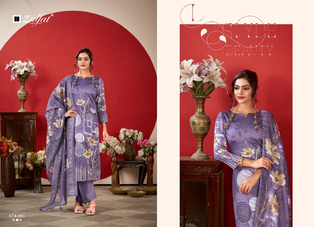 ZULFAT ROSHNI VOL 2 WHOLESALE PURE JAM COTTON WITH HEAVY HANDWORK UNSTITCH SALWAR SUITS SUPPLIER