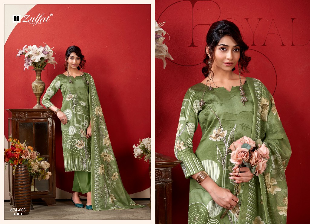ZULFAT ROSHNI VOL 2 WHOLESALE PURE JAM COTTON WITH HEAVY HANDWORK UNSTITCH SALWAR SUITS SUPPLIER