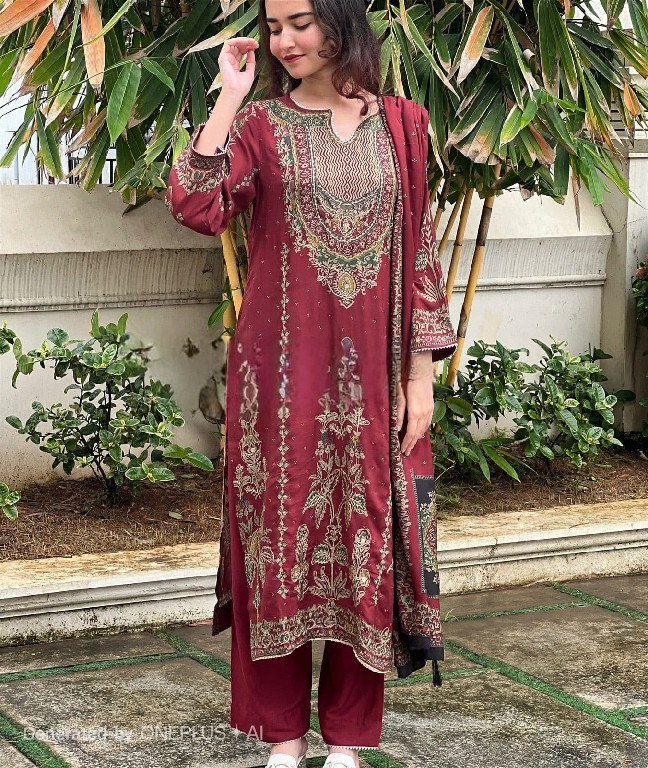 AMRUTVELA D.NO 285 WHOLESALE VISCOSE MUSLIN AMAZING HAND WORK UNSTITCH SALWAR SUITS SUPPLIER