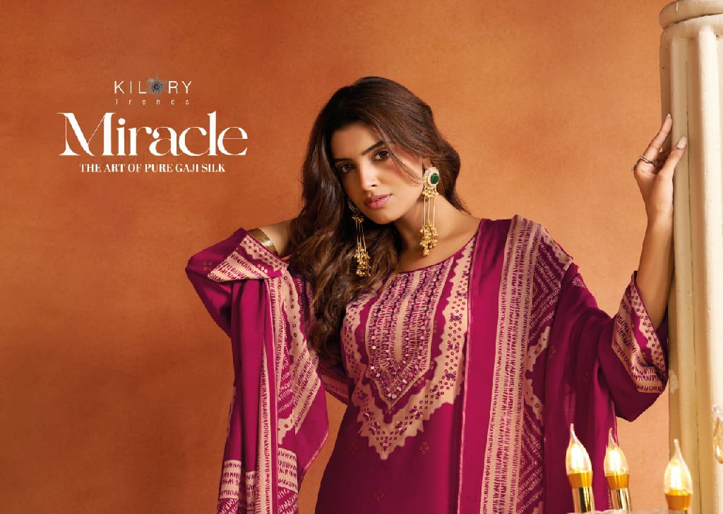 KILORY TRENDS MIRACLE WHOLESALE PURE GAJJI SILK WITH MIRROR HAND WORK UNSTITCH SALWAR SUITS EXPORTER