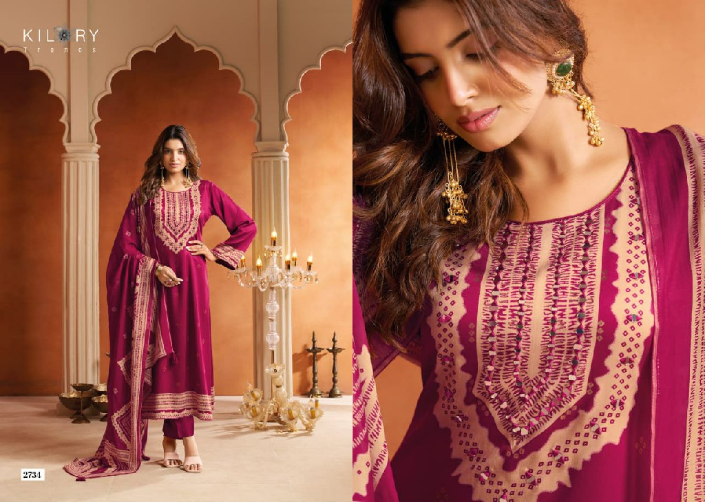 KILORY TRENDS MIRACLE WHOLESALE PURE GAJJI SILK WITH MIRROR HAND WORK UNSTITCH SALWAR SUITS EXPORTER