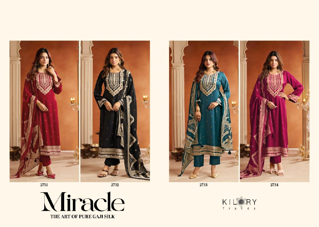 KILORY TRENDS MIRACLE WHOLESALE PURE GAJJI SILK WITH MIRROR HAND WORK UNSTITCH SALWAR SUITS EXPORTER
