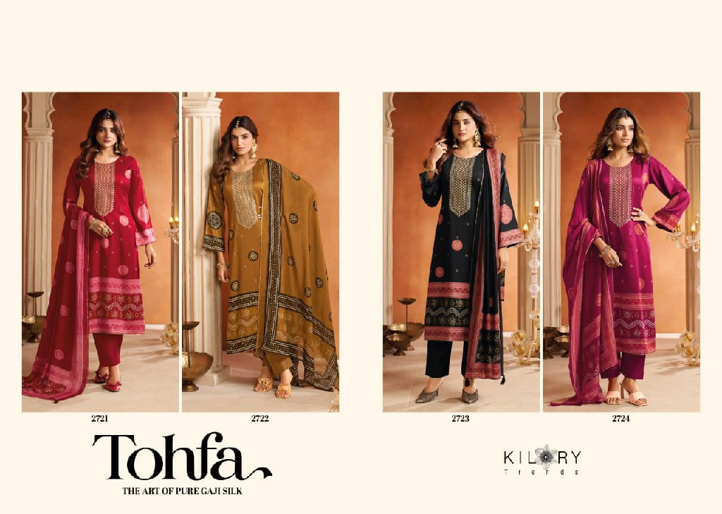 KILORY TRENDS TOHFA WHOLESALE PURE GAJJI SILK FESTIVE LOOK UNSTITCH SALWAR SUITS SUPPLIER