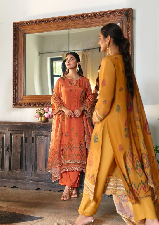 KIMORA KHUSHIYAN WHOLESALE PURE MUSLIN BEAUTIFUL DESIGN UNSTITCH SALWAR SUITS FOR EXPORT