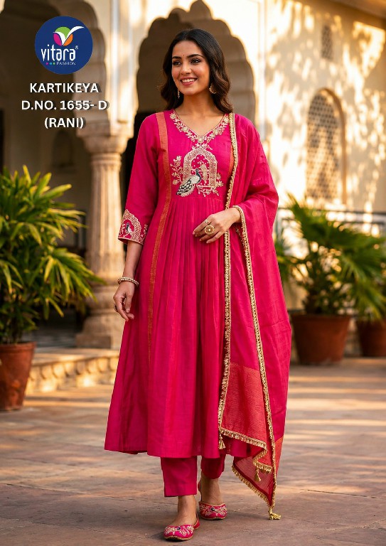 VITARA FASHION KARTIKEYA WHOLESALE READYMADE MUL CHANDERI AMAZING 3 PCS COMBO SET SUITS SUPPLIER