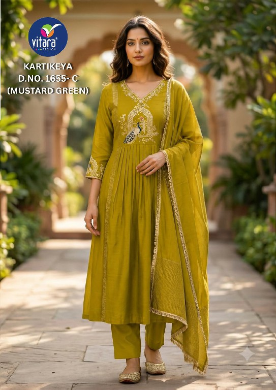 VITARA FASHION KARTIKEYA WHOLESALE READYMADE MUL CHANDERI AMAZING 3 PCS COMBO SET SUITS SUPPLIER