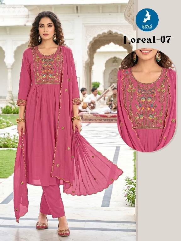 KAYA LOREAL WHOLESALE READYMADE MULL CHANDERI BIG SIZE STUNNING LOOK 3 PCS COMBO SET SUITS ONLINE
