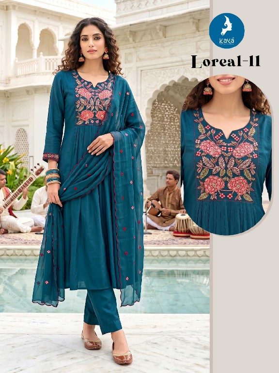 KAYA LOREAL WHOLESALE READYMADE MULL CHANDERI BIG SIZE STUNNING LOOK 3 PCS COMBO SET SUITS ONLINE