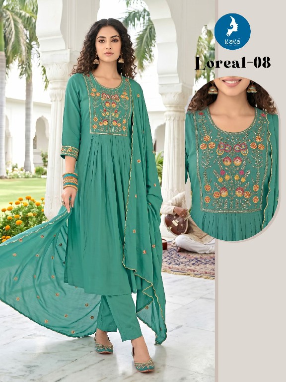KAYA LOREAL WHOLESALE READYMADE MULL CHANDERI BIG SIZE STUNNING LOOK 3 PCS COMBO SET SUITS ONLINE