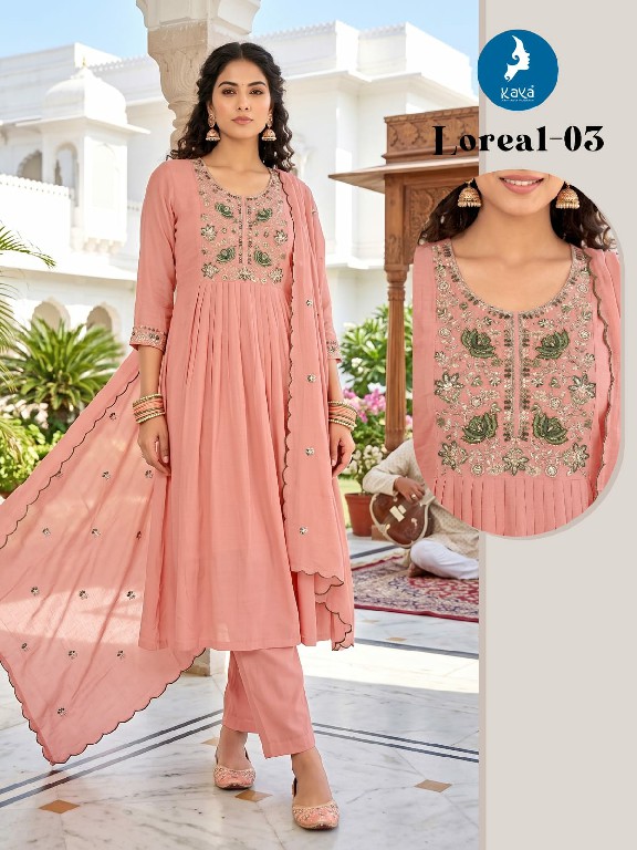 KAYA LOREAL WHOLESALE READYMADE MULL CHANDERI BIG SIZE STUNNING LOOK 3 PCS COMBO SET SUITS ONLINE