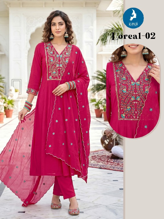 KAYA LOREAL WHOLESALE READYMADE MULL CHANDERI BIG SIZE STUNNING LOOK 3 PCS COMBO SET SUITS ONLINE