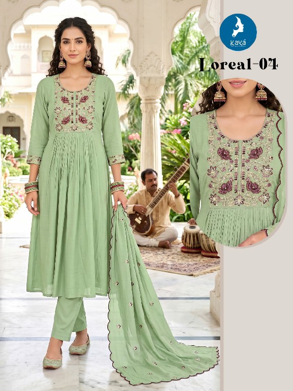 KAYA LOREAL WHOLESALE READYMADE MULL CHANDERI BIG SIZE STUNNING LOOK 3 PCS COMBO SET SUITS ONLINE