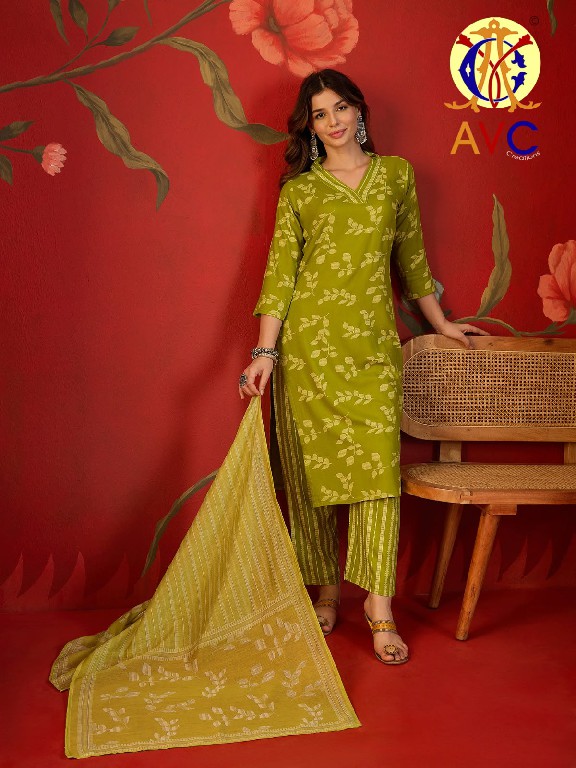 AMRUT VARSHA CREATION D.NO A21 WHOLESALE READYMADE HEAVY RAYON DAILY WEAR 3 PCS COMBO SET SUITS EXPORTER