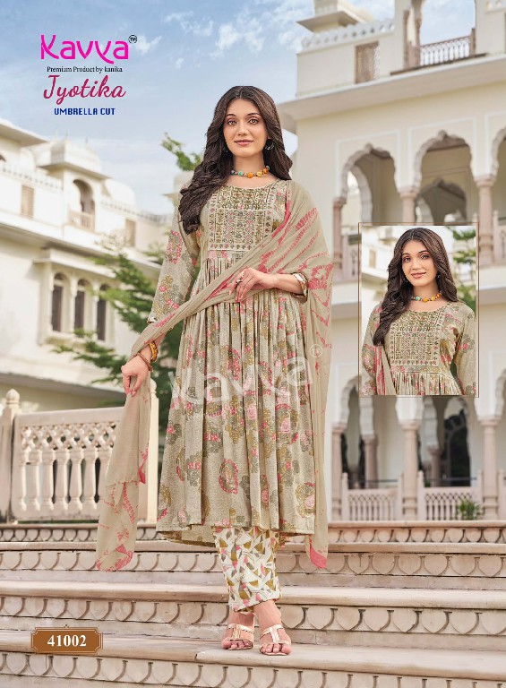 KAVYA JYOTIKA VOL 41 WHOLESALE READYMADE CAPSULE UMBRELLA CUT 3 PCS SUITS EXPORTER