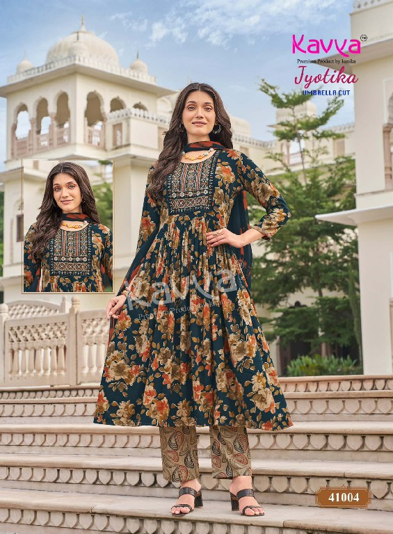 KAVYA JYOTIKA VOL 41 WHOLESALE READYMADE CAPSULE UMBRELLA CUT 3 PCS SUITS EXPORTER