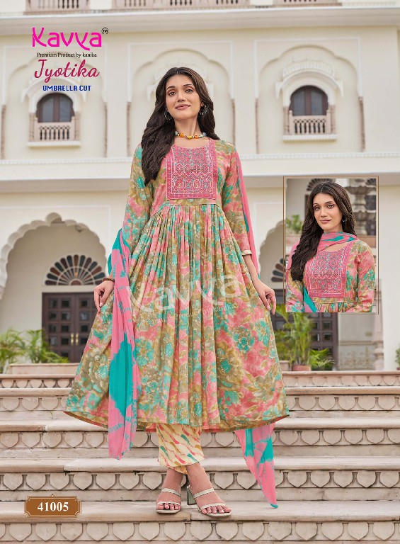 KAVYA JYOTIKA VOL 41 WHOLESALE READYMADE CAPSULE UMBRELLA CUT 3 PCS SUITS EXPORTER