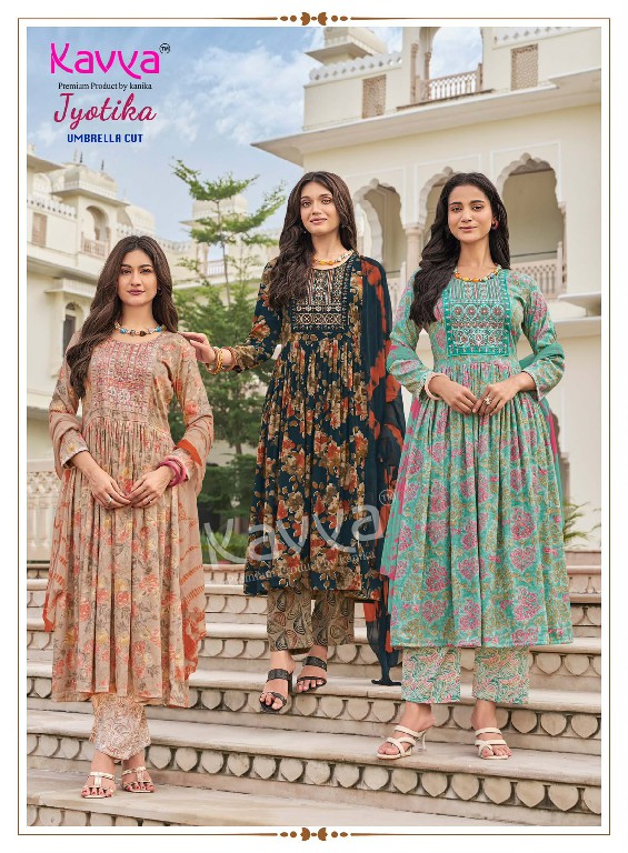 KAVYA JYOTIKA VOL 41 WHOLESALE READYMADE CAPSULE UMBRELLA CUT 3 PCS SUITS EXPORTER