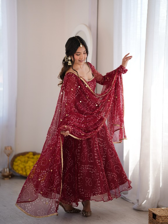 TEXTILEDEAL D.NO 6063 WHOLESALE READYMADE BEAUTIFUL PRINT ANARKALI STYLE 3 PCS SUITS EXPORTER