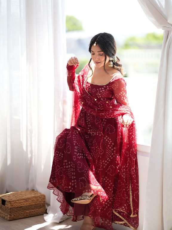 TEXTILEDEAL D.NO 6063 WHOLESALE READYMADE BEAUTIFUL PRINT ANARKALI STYLE 3 PCS SUITS EXPORTER