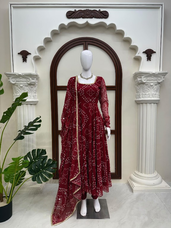 TEXTILEDEAL D.NO 6063 WHOLESALE READYMADE BEAUTIFUL PRINT ANARKALI STYLE 3 PCS SUITS EXPORTER