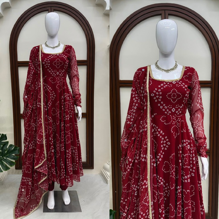 TEXTILEDEAL D.NO 6063 WHOLESALE READYMADE BEAUTIFUL PRINT ANARKALI STYLE 3 PCS SUITS EXPORTER