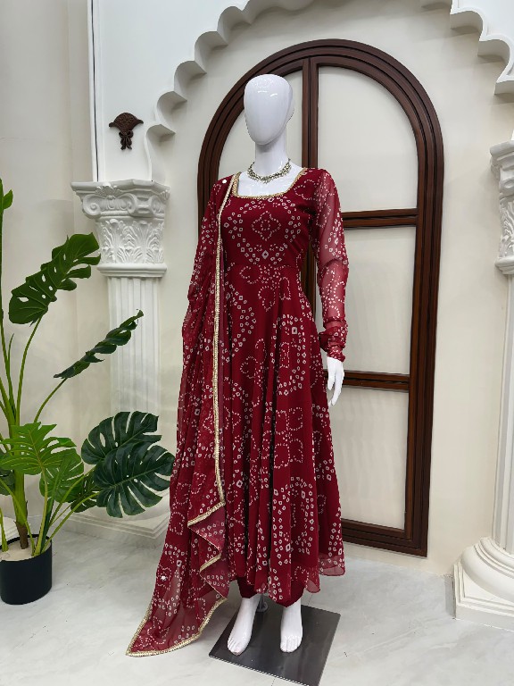 TEXTILEDEAL D.NO 6063 WHOLESALE READYMADE BEAUTIFUL PRINT ANARKALI STYLE 3 PCS SUITS EXPORTER