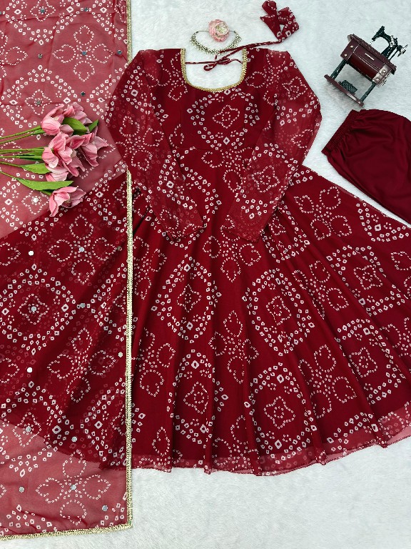 TEXTILEDEAL D.NO 6063 WHOLESALE READYMADE BEAUTIFUL PRINT ANARKALI STYLE 3 PCS SUITS EXPORTER