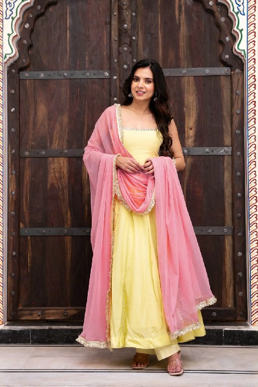 TEXTILEDEAL D.NO 6062 WHOLESALE READYMADE FOUX GEORGETTE MODERN STYLISH ANARKALI 3 PCS SUITS EXPORTER
