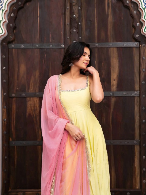 TEXTILEDEAL D.NO 6062 WHOLESALE READYMADE FOUX GEORGETTE MODERN STYLISH ANARKALI 3 PCS SUITS EXPORTER