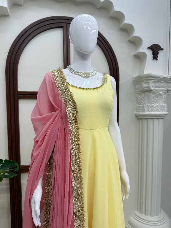 TEXTILEDEAL D.NO 6062 WHOLESALE READYMADE FOUX GEORGETTE MODERN STYLISH ANARKALI 3 PCS SUITS EXPORTER
